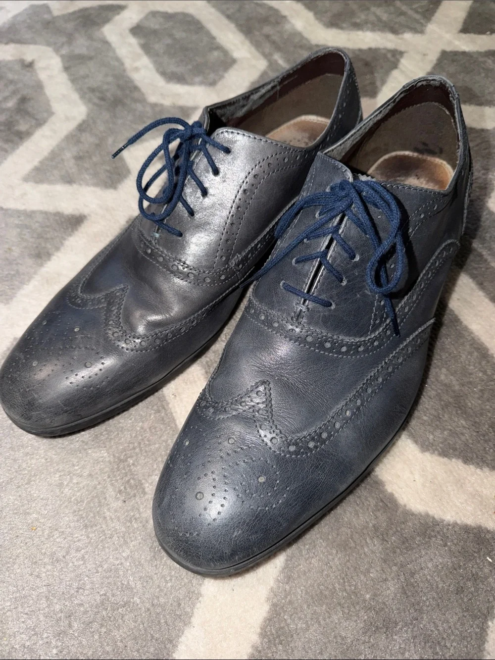 Men's Navy Wingtip Oxford Dress Shoes Men’s sz 13
